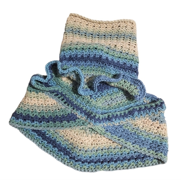 Hand Crafted Crochet Multicolored 10-way scarf winter hoodie handmade blue shawl - Picture 5 of 17